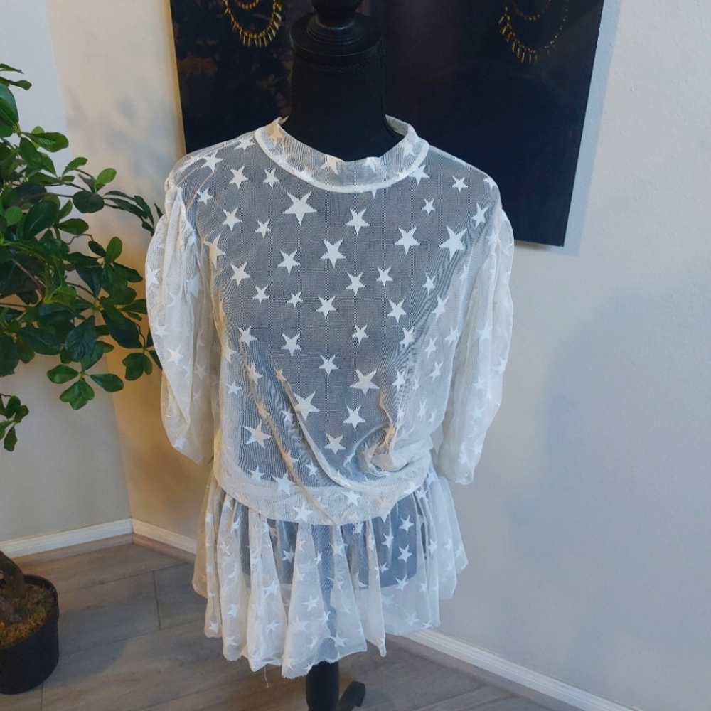 The Curve by Judani Beautiful Mesh lightweight Blouse Plus Size 3X